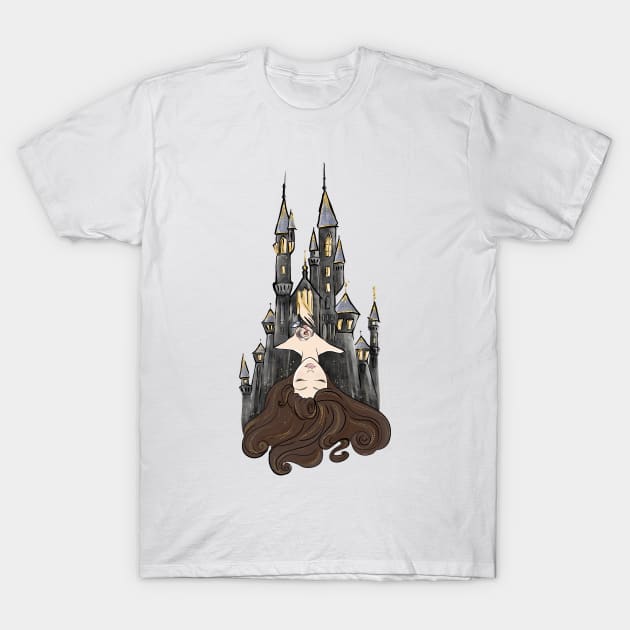 Sleeping Beauty Castle - Brunette T-Shirt by americana-style